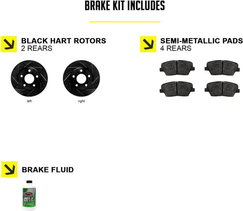 Vista 2 de Hart Brakes Kit Frenos y Rotores Traseros Pastillas de Freno Traseras Rotores y Pastillas de Freno Pastillas y Rotores de Freno Semimetálicos