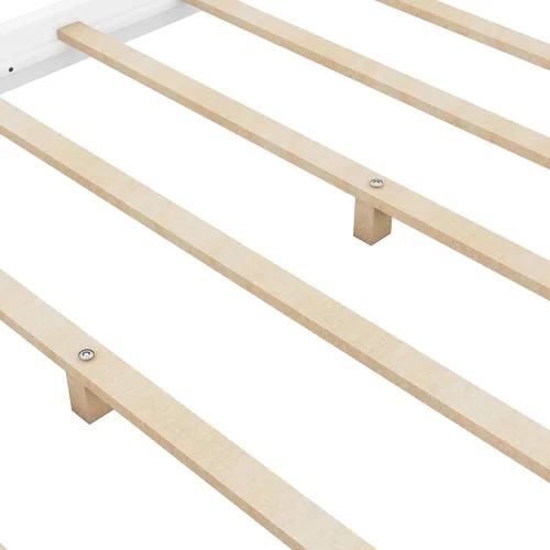 Vista 5 de Harper & Bright Designs Cama Queen con dosel de madera con 4 paneles de póster, marco de cama Queen con soporte de listones de madera maciza, cama