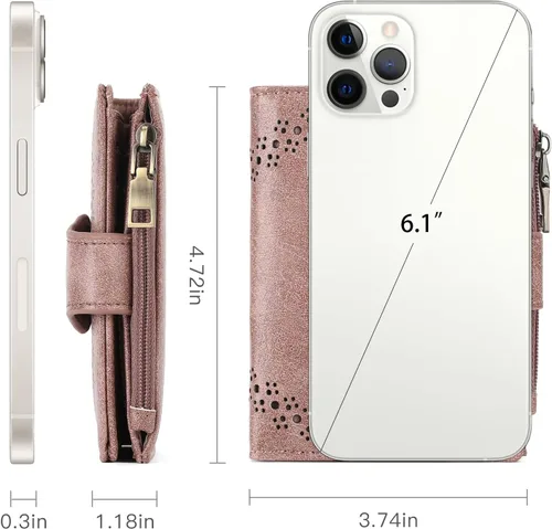 Vista 4 de SENDEFN - Carteras pequeñas para mujer, cartera plegable con bloqueo RFID, portatarjetas de cuero, monedero compacto con bolsillo para monedas