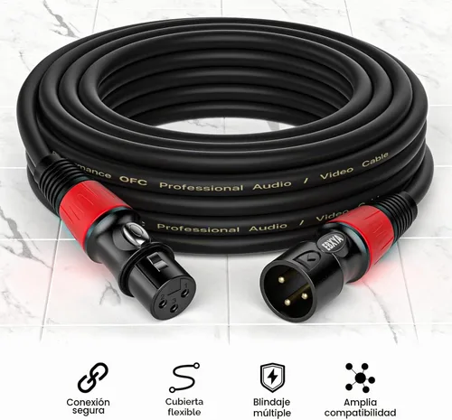 Vista 3 de EBXYA - Cables XLR 1,5 m 6 Pack - Cable de micrófono XLR macho a hembra 3 pines balanceado con cable de altavoz blindado equilibrado