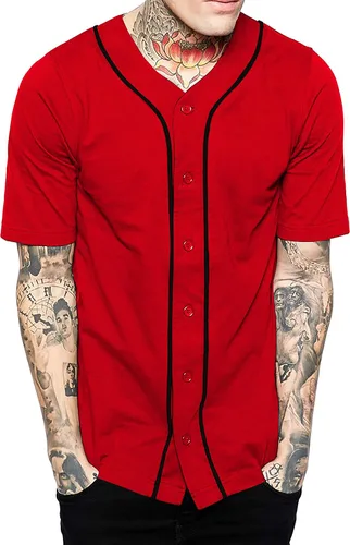 Vista 8 de Hat and Beyond camiseta de béisbol para hombre con botones hipster hip hop