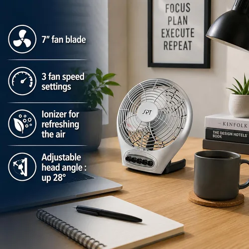 Vista 2 de SF-0703: Ventilador de escritorio de 7″ con ionizador