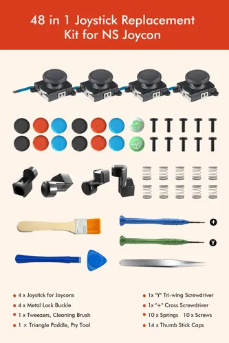 Vista 6 de Joycon Joystick Replacement Kit( 48 in one), Switch Joystick Replacement for Switch Switch Lite Switch OLED, Include 4 Thumb 3D Sticks, 4 Metal