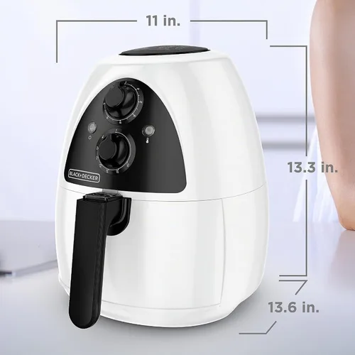Vista 7 de Black + Decker HF110SBD freidora purificadora de 2 lt de acero inoxidable en color negro, Blanco