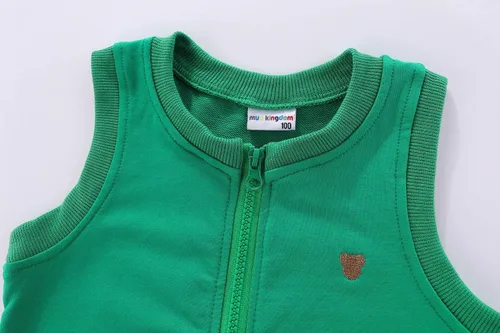 Vista 3 de Mud Kingdom Chalecos para niños y niñas, ropa de abrigo con bonito bordado de dibujos animados Azul