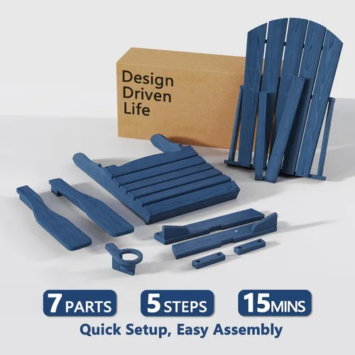 Vista 9 de Folding Adirondack Chair Set of 2 with Cup Holder & Ottoman, HDPE All Weather Resistant Plastic Outdoor Patio Chairs, Heavy Duty Fire Pit Seating