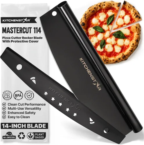 Vista 16 de Cortador de Pizza KitchenStar - Cuchillo de corte de acero inoxidable 304 con hoja súper afilada, mecanismo de eje anti-vacilación, mango ergonómico