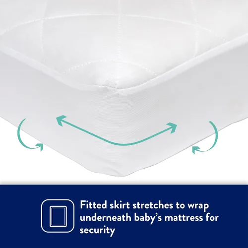 Vista 5 de Kolcraft Protector de colchón de cuna impermeable y ajustable, funda protectora de colchón y funda de cama infantil, duradera y cómoda, lavable a