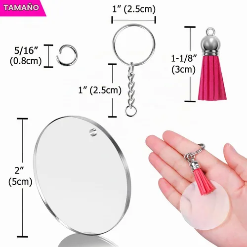 Vista 6 de Llaveros acrílicos en blanco, llavero transparente shynek para vinilo