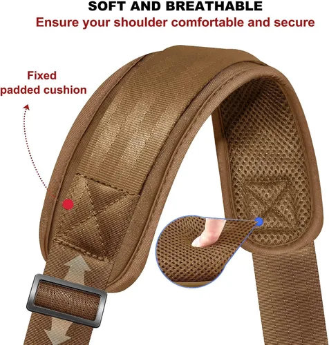 Vista 123 de ZINZ Correa de hombro universal de 59 pulgadas con almohadilla transpirable fija ultra gruesa, correa de hombro ajustable y resistente para bolsa