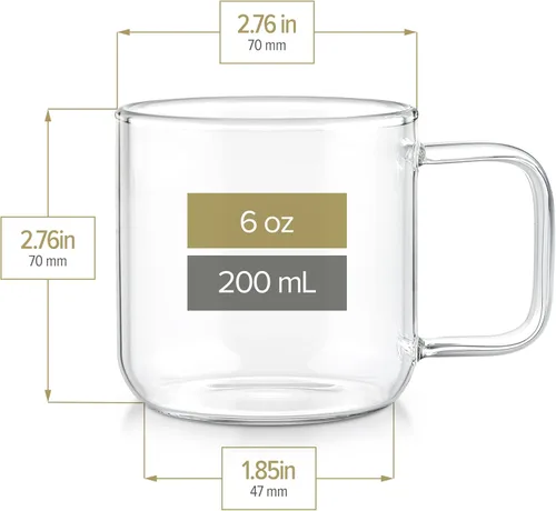 Vista 2 de Teabloom Juego de dos vasos de vidrio de borosilicato de primera calidad, 6 onzas, sin manchas y aptos para microondas