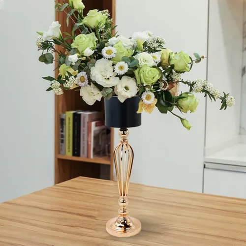 Vista 3 de 2 piezas de soporte único de flores de boda, centro de mesa creativo decoración jarrones, Navidad, recepción, fiesta