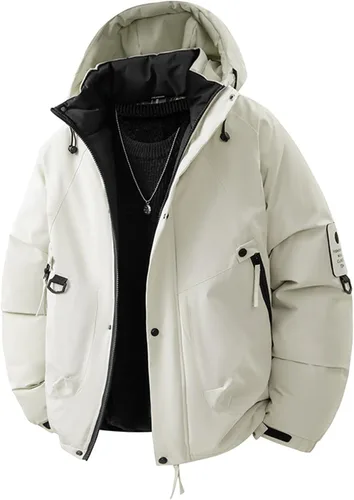Vista 4 de Chaqueta de snowboard para hombre, impermeable, con aislamiento, para invierno, con capucha, ropa de montaña, con forro polar, carga de trabajo