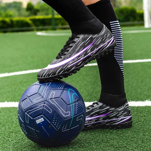 Vista 6 de UYO Tacos de fútbol para hombre, zapatos de fútbol AGFG High-Tops con cordones antideslizantes