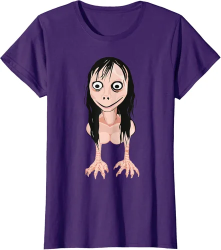 Vista 10 de Momo T Shirt - Camiseta de cara espeluznante - Camiseta de Halloween Momo, Negro, S