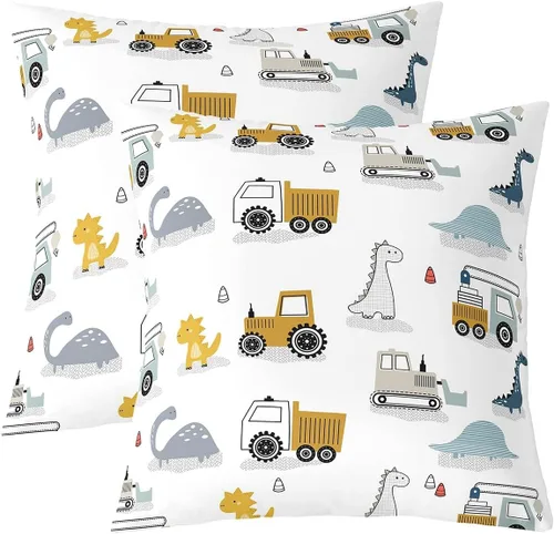 Vista 23 de Juego de 2 fundas de almohada de construcción de 16 x 16 pulgadas, fundas de almohada suaves para camiones, fundas de cojín para sala de estar