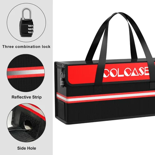 Vista 6 de COLCASE Lipo bolsa ignífuga a prueba de explosiones Ebike almacenamiento de batería de carga Silicone Coated Fiberglass Ebike Battery Lipo Battery