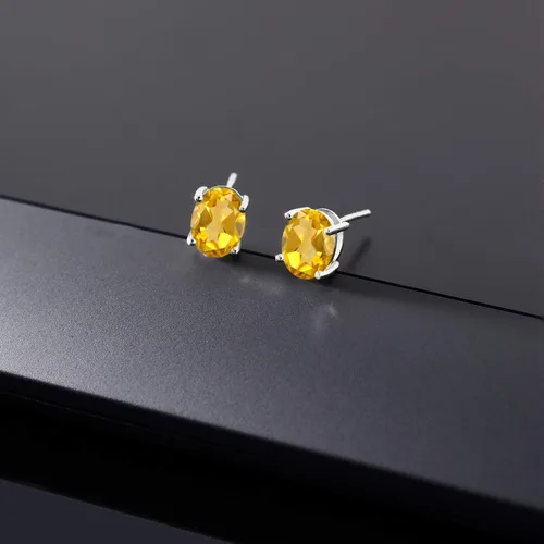 Vista 275 de Gem Stone King Aretes de oro de 14 quilates con piedra natal ovalada de 0.315 x 0.236 in Aretes de oro para mujer