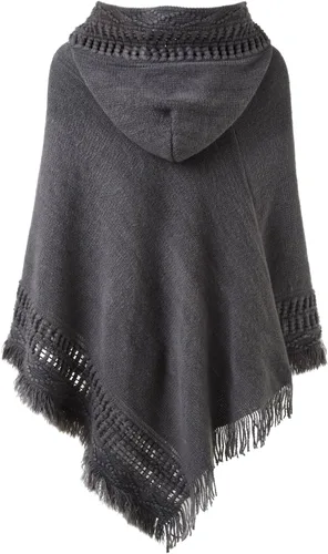 Vista 2 de Capa con capucha Ferand, con flequillo en el dobladillo, patrones de ganchillo para tejer poncho, para mujer.