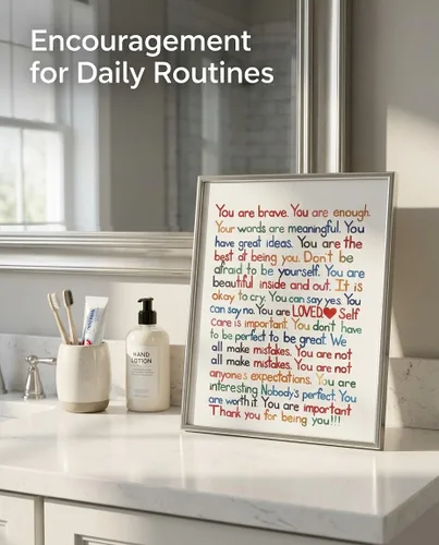 Vista 7 de AMERICAN LUXURY GIFTS You Are Brave You Are Enough Arte de Pared, Impresión de Cita Inspiradora de 8x10 Sin Marco, Motivación Minimalista