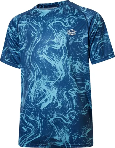 Vista 7 de Willit Camiseta de protección solar con capucha para hombre, manga corta, UPF 50+, FPS, secado rápido, resistente al agua Verde fluorescente