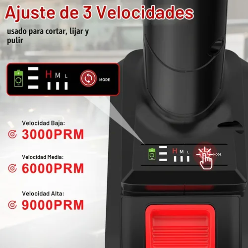 Vista 2 de Kit de amoladora angular inalámbrica de 4 pulgadas NAWIN, amoladora de velocidad variable, batería de iones de litio de 2×4.0Ah y cargador rápido