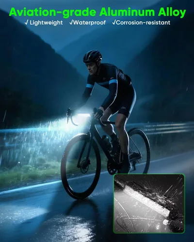 Vista 2 de Super Bright LED Bike Lights – USB-C Rechargeable, IPX5 Waterproof Bicycle Headlight, Daytime Running Light, Multi-Mode MTB & Off-Road Cycling