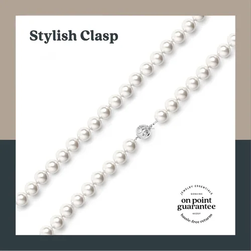 Vista 4 de KEZEF Collares de perlas para mujer, collar de perlas blancas de imitación de imitación de 16 a 20 pulgadas, hilo anudado a mano, tamaños de perlas