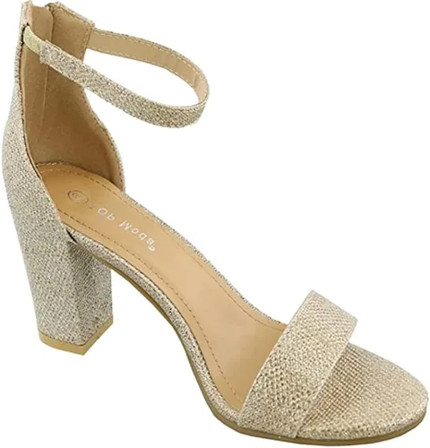 Vista 8 de TOP MODA Hannah-1 - Sandalias de tacón alto con tira en el tobillo elegantes, suela antideslizante, para boda, fiesta, baile de graduación Beige