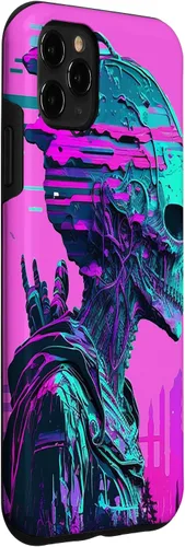 Vista 27 de iPhone 14 Pro Max Cool Retro Alien Sunset Tropical Trippy Vaporwave Sky Art Case