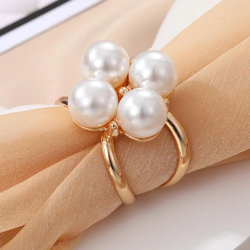 Vista 74 de 4 piezas de clip de anillo de bufanda para mujer, broche de perlas y flores, hebilla de metal para chal, accesorios de decoración para damas y niñas