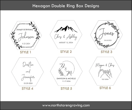 Vista 5 de Personalized Wedding Ring Box for wedding Ceremony, Custom Double Ring Holder - By NorthStar Engraving