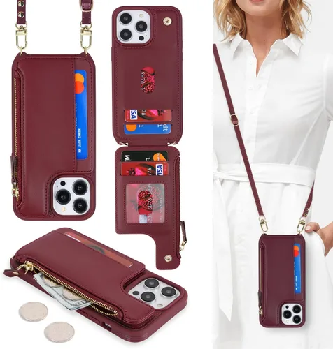 Vista 17 de Cavor Funda para iPhone 14 Pro Max con Tarjetero, Funda Cartera para iPhone 14 Pro Max para Mujeres y Hombres, Soporte de Tarjetas de Crédito