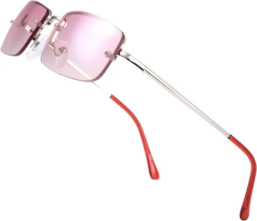 Vista 17 de The Fresh - Lentes de sol minimalistas pequeños rectangulares transparentes - Embalaje exquisito