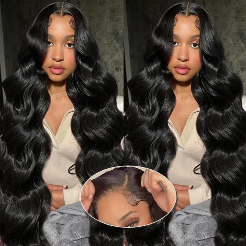 Vista 9 de Wear and Go - Peluca estilo Bob sin pegamento, pelucas de cabello humano con ondas corporales y encaje frontal para mujeres negras, cierre de encaje