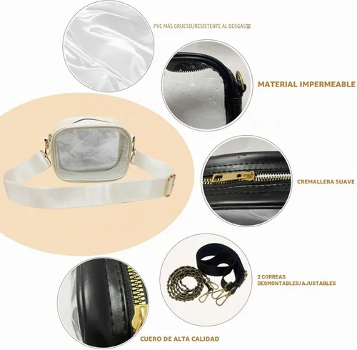 Vista 3 de Clear Bag for Stadium Events, Stadium Approved Clear Crossbody Purse Bag with 4 Detachable Straps and Mini Transparent Bag