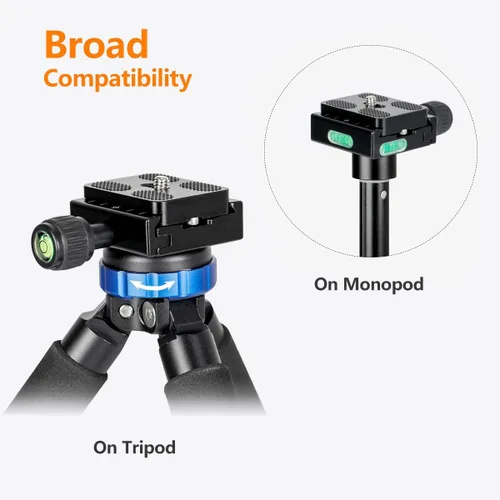 Vista 5 de Adaptador de abrazadera de placa de liberación rápida de 50 mm compatible con Arca Swiss para trípode de cámara DSLR, monopié, cabezal de bola
