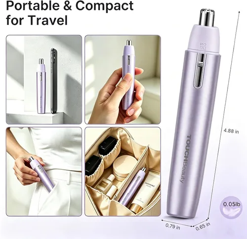 Vista 8 de TOUCHBeauty - Cortadora eléctrica de pelo de nariz para hombres y mujeres, recortadora de hoja giratoria sin dolor, cabeza impermeable desmontable