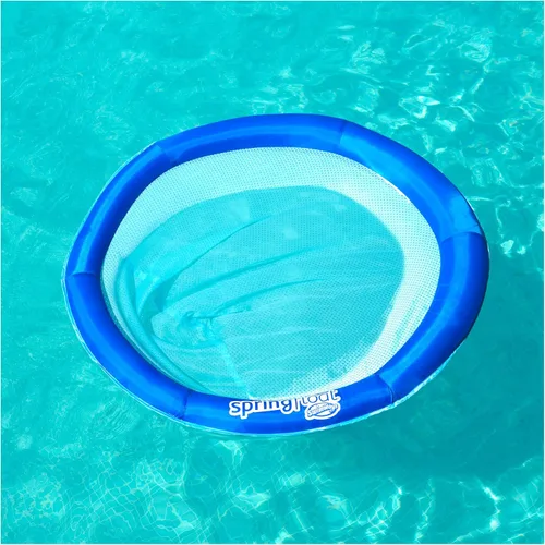 Vista 8 de SwimWays Spring Float Premium Papasan - Tumbona inflable para piscina para adultos con inflado rápido para edades de 15 años en adelante Azul Papasan