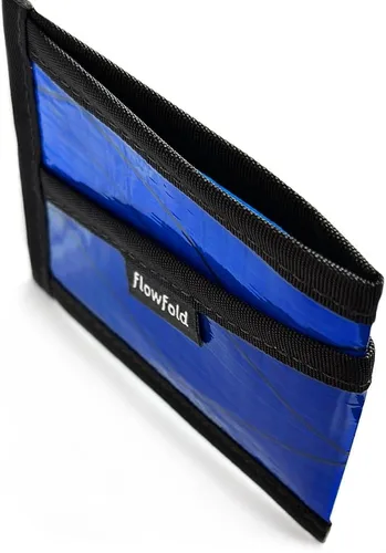 Vista 7 de Flowfold Billeteras de tela de vela reciclada, cartera con 3 bolsillos para tarjetas, billetera con bolsillo frontal, cartera delgada para tarjetas