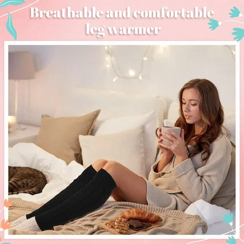 Vista 6 de 4 pares de calcetines largos de punto trenzado para mujer de invierno