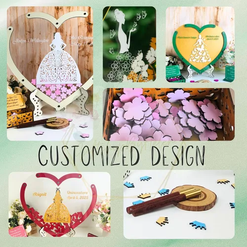 Vista 3 de Ideas alternativas personalizadas para libro de invitados de quinceañera – Alternativa para libro de invitados de corazón de quinceañera – Libro