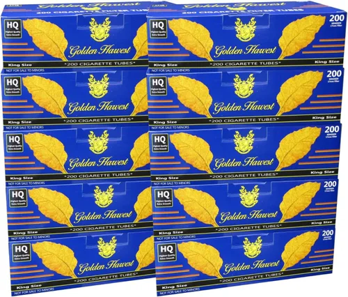 Vista 2 de Golden Harvest - Tubos para cigarrillos de color azul claro de 3.937 in, 200 unidades por caja, 2000 tubos RYO (paquete de 10)