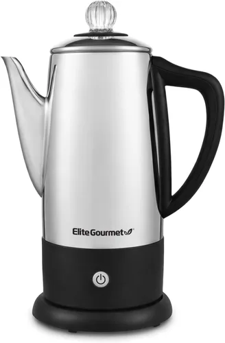Vista 10 de Elite Gourmet EC140 Cafetera eléctrica de 6 tazas con función de mantener caliente, perilla de progreso de preparación transparente, mango de tacto