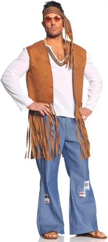 Vista 3 de Underwraps Costumes - Disfraz de hippie retro para hombre, diseño hippie