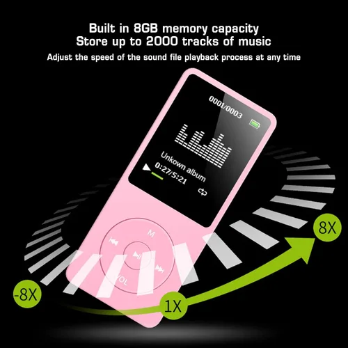 Vista 4 de Reproductor de MP3 de 8 GB, reproductor de música portátil con Bluetooth, radio FM, pantalla de 1.8 pulgadas, soporta 64 GB de almacenamiento