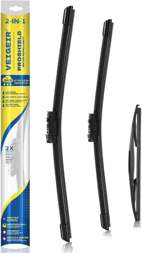 Vista 15 de Paquete de 3 plumas limpiaparabrisas delanteros y traseros para automóviles, calidad original de fábrica, 20 pulgadas, 20 pulgadas, 12 pulgadas