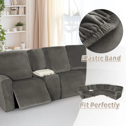 Vista 6 de Arfntevss Fundas para sofá reclinable seccional, de terciopelo, lavable, para sofá reclinable, elástica, suave, gruesa, en forma de L, juego