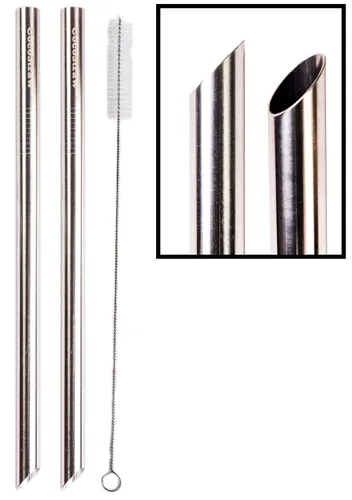 Vista 8 de 2 pajitas BOBA de acero inoxidable extra anchas de 1/2 pulgadas x 9.5 pulgadas de largo, té de burbujas de perlas de tapioca grueso - Marca CocoStraw