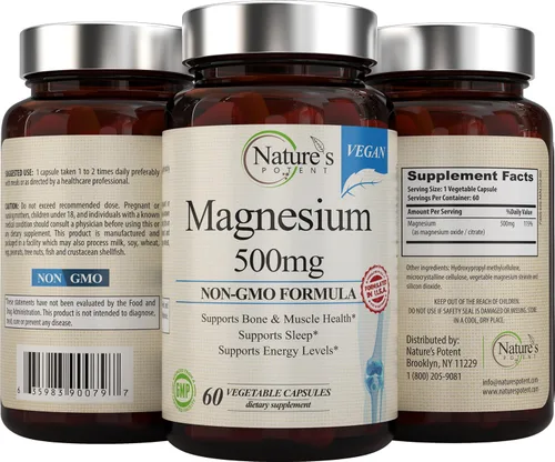 Vista 8 de Nature's Potent Suplementos de magnesio Citrato de magnesio y óxido de magnesio 500 mg Suplemento de magnesio vegano para mujeres y hombres